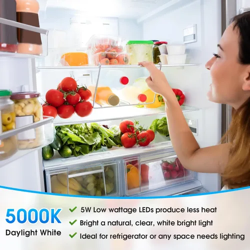 Miniatura 2 de Maylaywood Bombilla LED para refrigerador, equivalente a 40 W, bombilla A15 para nevera, impermeable, luz blanca diurna 5000K, base E26 de 550