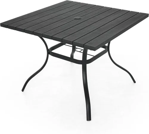 Miniatura 18 de Anmutig Mesa de patio pequeña cuadrada de 27.5 pulgadas con resistente a la intemperie para comedor al aire libre, color negro