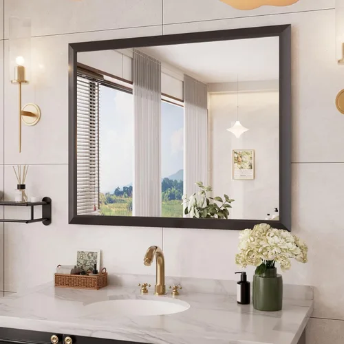 Miniatura 43 de Amorho Espejo de Baño Negro, Espejos de Pared de 24x30 Pulgadas con Marco de Metal Grueso para Sobre el Fregadero, Dormitorio, Sala de Estar