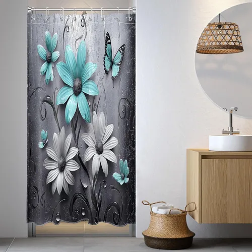 Miniatura 39 de LB Get Naked - Cortina de ducha pequeña de 48 x 68 pulgadas, forro de cortina de ducha de tamaño medio azul y rosa, cortinas de ducha estrechas