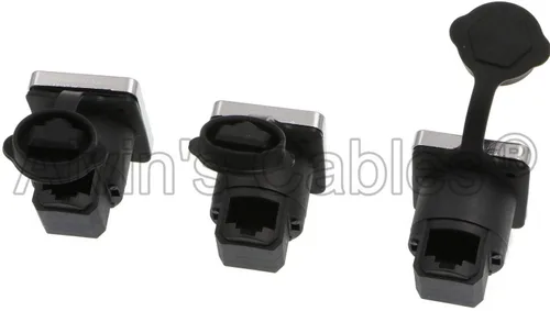 Miniatura 2 de Alvin's Cables 90 grados RJ45 interfaz impermeable zócalos conector IP65 Ethernet montaje en panel ángulo recto 3pcs RJ45 conector