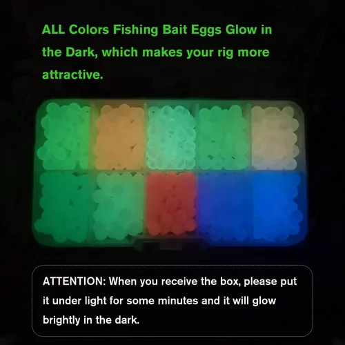 Miniatura 4 de Dovesun Cuentas de pesca que brillan en la oscuridad, cuentas de pesca para agua salada, 1035 unids/600 piezas/250 piezas/120 cuentas coloridas