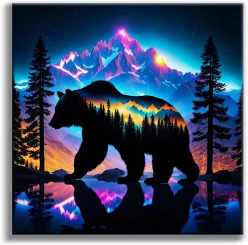 Miniatura 26 de Kits de pintura de diamantes de cielo estrellado Offito para adultos, kits de pintura de diamantes 5D Aurora Lake para principiantes, fantásticos