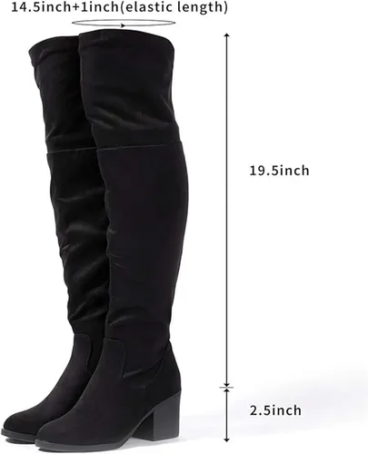 Miniatura 3 de Katliu Botas largas de invierno con tacón grueso hasta la rodilla para mujer, con cremallera lateral