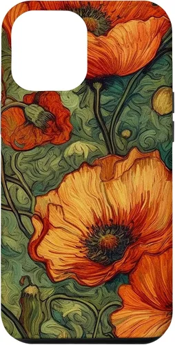 Miniatura 25 de iPhone 16 Floral Van Gogh Style Poppy Flower Case