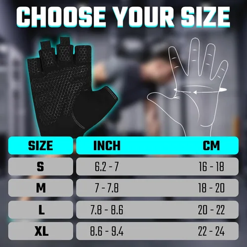 Miniatura 7 de SAWANS Guantes de gimnasio para levantamiento de pesas para hombres y mujeres, transpirables, ligeros, guantes de fitness, antideslizantes