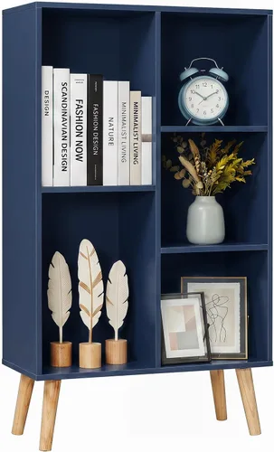 Miniatura 10 de YAHARBO Estantería de 2 cubos, soporte para tocadiscos negro con almacenamiento de vinilo de hasta 100 álbumes, estante horizontal para libros