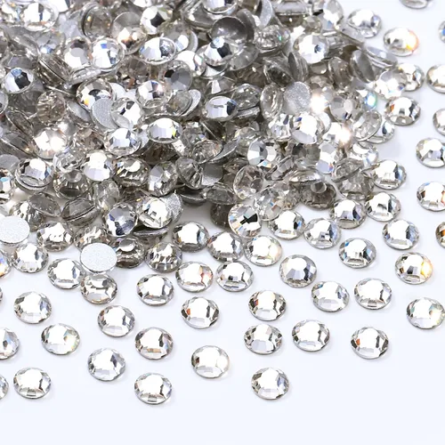 Diamantes de imitación transparentes con parte trasera plana, diamantes de imitación de vidrio para arte de uñas y manualidades, fijación de