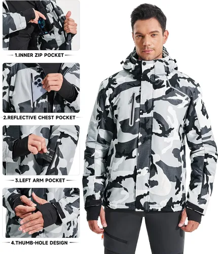 Miniatura 3 de Heathyoga Chaqueta de esquí impermeable para hombre, chaqueta de snowboard para hombre, chaqueta de nieve, chaquetas de esquí, chaquetas
