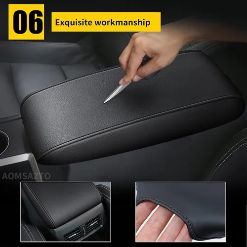 Miniatura 8 de AOMSAZTO Fundas de cuero negro para apoyabrazos de Grand Cherokee 2011-2021 para Jeep Cojín de consola para Grand Cherokee (no para 2022)
