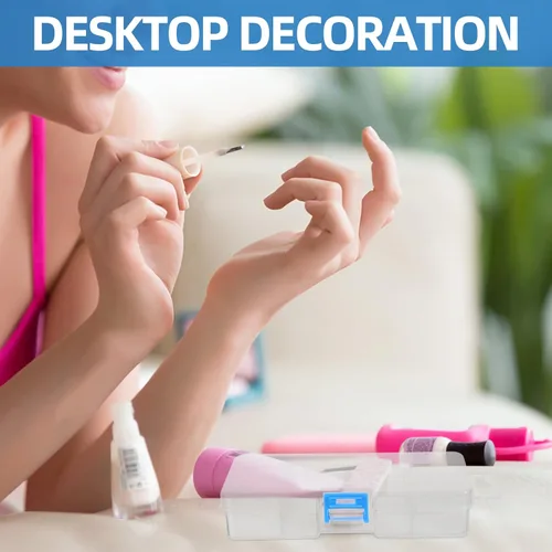 Miniatura 3 de Healifty Caja de herramientas transparente para arte de uñas, organizador de 8 ranuras con tapa, estuche de almacenamiento de manicura de plástico