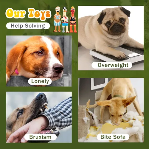Miniatura 7 de Silipull 3 Piezas Juguetes Chirriantes de Pollo de Goma para Perros Pollo Gritón Látex Goma Suave Masticar Juguetes Molares Divertidos Interactivos