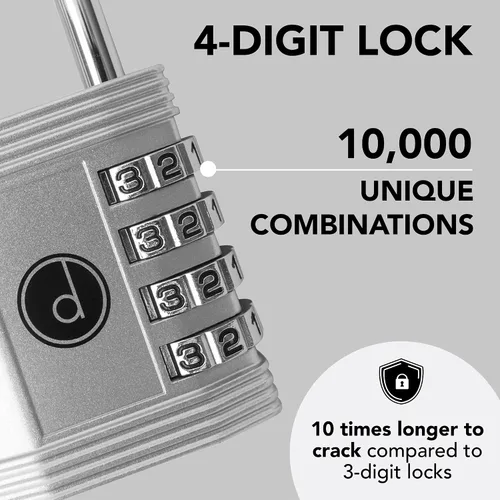 Miniatura 5 de Candado: cerradura de 4 dígitos de combinación para lockers de gimnasios, deportes, escuelas & empleados, aire libre, vallas y almacenamientos. Todo