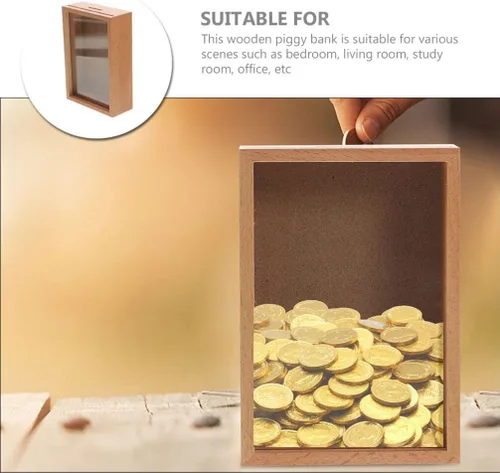 Miniatura 8 de Zerodeko Hucha para adultos, de madera, hucha para adultos, caja de fotos, caja de sombra para niñas, caja decorativa de sombra para el hogar