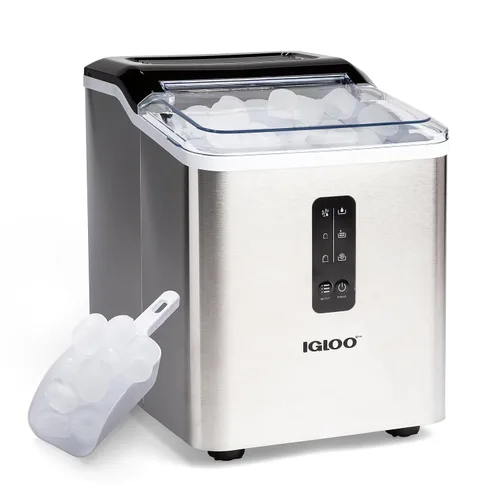 Miniatura 12 de Igloo, máquina para hacer hielo automática eléctrica de sobremesa de 26 libras - 9 cubos en 7 minutos, con cuchara y cesta Rojo