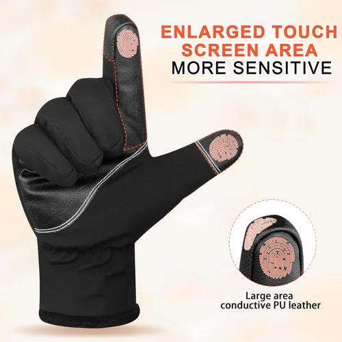 Miniatura 3 de ihuan Guantes de invierno impermeables a prueba de viento para hombre y mujer, guantes cálidos para clima frío, dedos con pantalla táctil