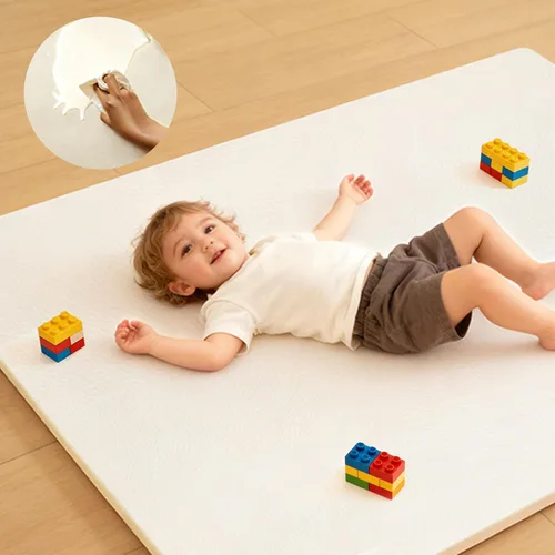 Miniatura 13 de Tapete de juego de terciopelo para bebé, 1.3 pulgadas de grosor, espuma elástica de 47 x 47 pulgadas, con funda de terciopelo extraíble y lavable