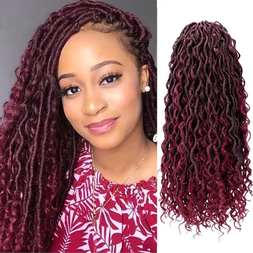 Miniatura 35 de Rastas sintéticas de cabello de ganchillo de 10 pulgadas, cabello de ganchillo Ombre Goddess Locs para mujer, trenzas de ganchillo suaves y rizadas