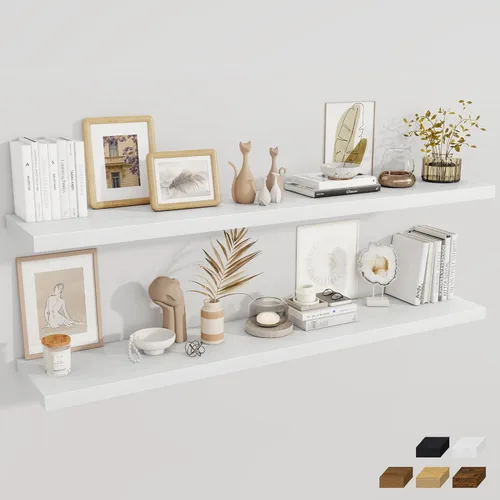 Miniatura 96 de Fun Memories Estantes flotantes de 12 pulgadas de profundidad, estantes de pared de madera de 16 x 12 pulgadas, estante de almacenamiento rústico