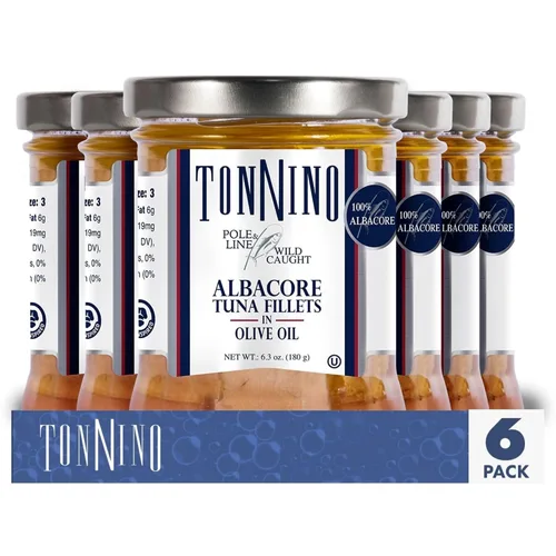 Miniatura 14 de Tonnino Atún Albacora - Trozos premium en agua con garbanzos, maíz y zanahorias - Paquete de 12 - Alternativa al salmón - Snacks proteicos - Comidas