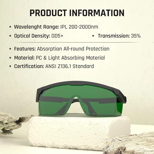 Miniatura 3 de Gafas de seguridad láser sobre gafas, IPL 200nm-2000nm gafas de protección ocular para soldadura láser depilación grabado