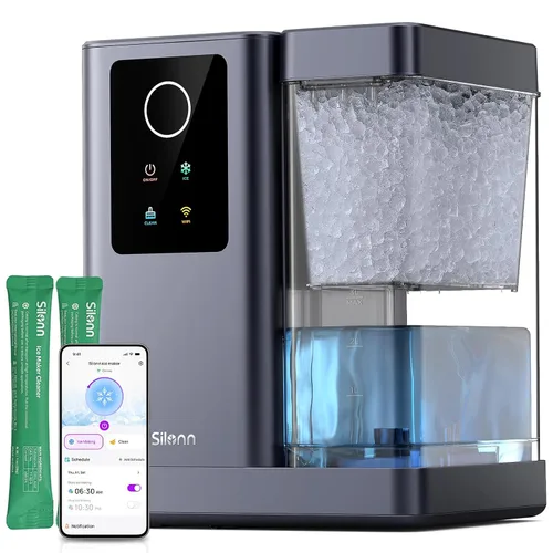 Miniatura 12 de Silonn Máquina de hielo de pepitas para encimera, producción diaria de hielo de 40 libras con tanque de agua extraíble de 3 L, máquina de hielo