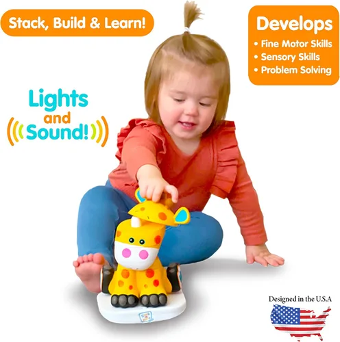 Miniatura 6 de Stack-a-Roos Baby Giraffe por Salus Brands - Juguete apilable de animales, juguete educativo de aprendizaje temprano para bebés, niños pequeños, a