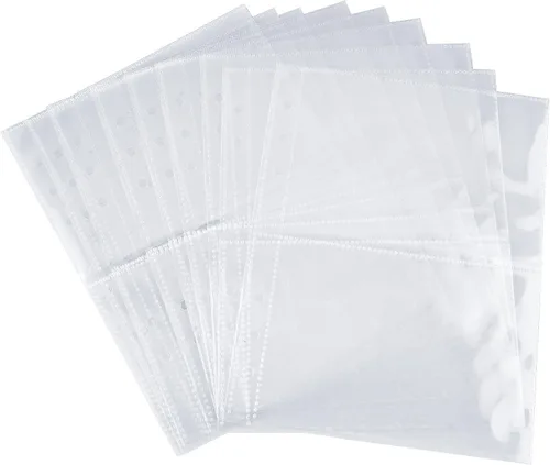 Páginas interiores transparentes doble cara para libro de almacenamiento de joyería, encuadernador de 6 anillos, 24 hojas, 96 bolsillos, protector