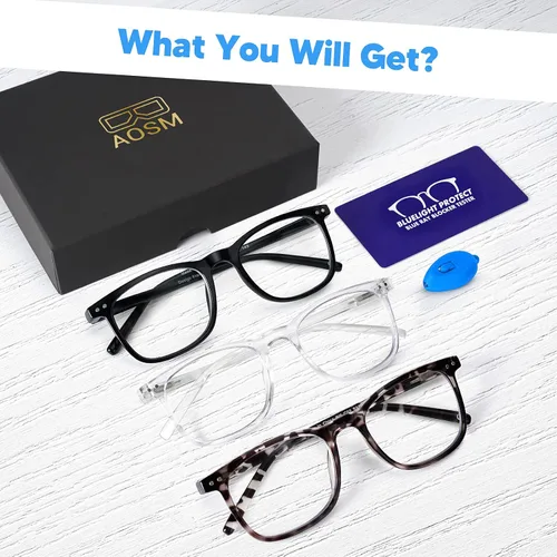 Miniatura 7 de AOSM Lentes de luz azul para hombres y mujeres, gafas de juego antirreflejos, protección UV400, bloqueo de luz azul para aliviar la fatiga ocular