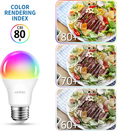 Miniatura 8 de ANWIO Bombillas inteligentes de 8.5 W (reemplazo de 60 W) A19 E26 bombilla LED funciona con Alexa, Google Assistant, aplicación Smart Life