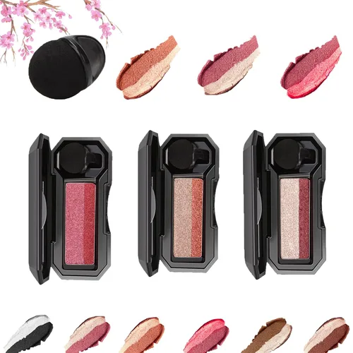 Sombra de ojos perfecta de doble color, maquillaje de sombra de ojos perezosa de dos tonos, altamente pigmentada con exquisitas purpurina,