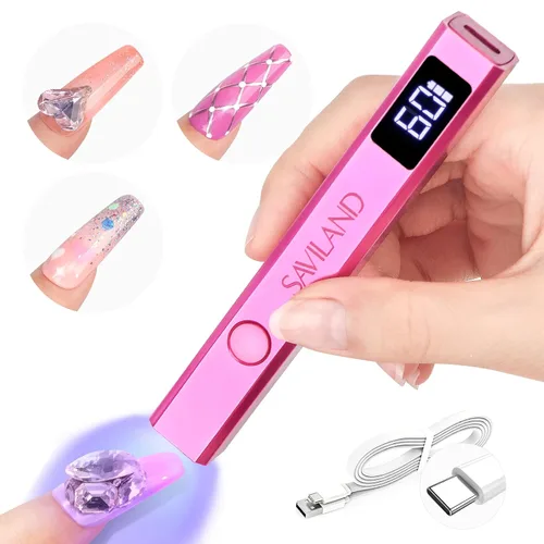 Miniatura 10 de SAVILAND Luz UV con Brillo para Uñas de Gel: Pantalla LCD Rosa de 12W, Lámpara de Uñas UV Portátil, Lámpara LED de Curado 8X Más Rápida, Luz