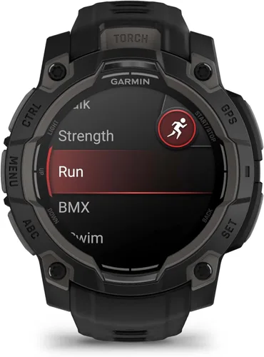 Miniatura 5 de Garmin Instinct 3 45mm, pantalla AMOLED, reloj inteligente GPS resistente para exteriores, bisel reforzado con metal, linterna incorporada, hasta 18