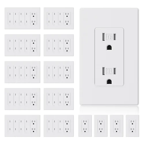 Miniatura 28 de ELEGRP Toma de corriente decorativa de pared, resistente a manipulaciones, 15 amperios, enchufe eléctrico de pared estándar, grado residencial