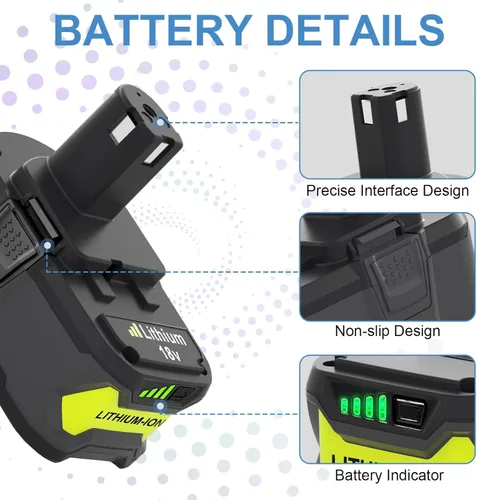 Miniatura 6 de Batería de repuesto de 18V 8.0Ah para Ryobi 18V batería de iones de litio compatible con herramientas inalámbricas Ryobi 18 voltios P108 P107 P105