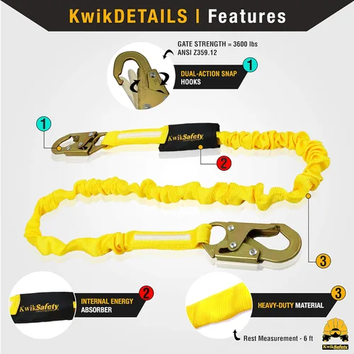 Miniatura 4 de KwikSafety - Charlotte, NC - TSUNAMI BUNDLE [Cuerda trenzada de alta calidad] Línea de vida vertical, arnés de seguridad, cordón de seguridad