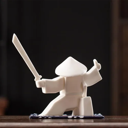 LYART Estatua de guerrero de mascotas de té, accesorios de adorno de té, decoración de té de Kung Fu, regalo para casa y oficina, regalo del día del