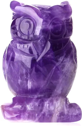 QINJIEJIE Estatuas de Búho de Amatista de 2 Pulgadas, Figuras de Búhos Decorativas, Cristales de Piedra Tallados, Estatuas de Búhos de Gemas,