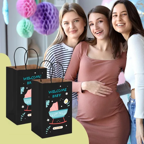 Miniatura 6 de MESHA Bolsas de regalo negras de 5.25 x 3.75 x 8 pulgadas, pequeñas bolsas de papel kraft con asas a granel, paquete de 100 para pequeñas empresas
