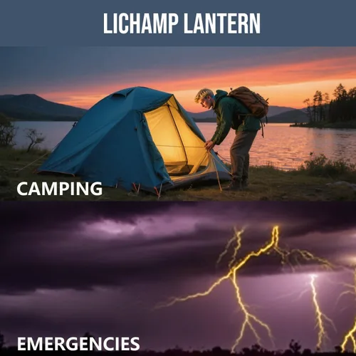 Miniatura 8 de Lichamp Linterna LED plegable para campamento, linterna LED portátil, ligera, impermeable, 4 modos de luz, kits de supervivencia para interiores