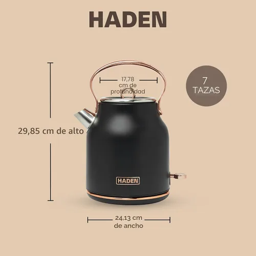 Miniatura 4 de Haden Heritage 1.7 litros Hervidor Eléctrico de Acero Inoxidable, Hervidor de Agua Caliente para Té con Base de 360 Grados y Apagado Automático