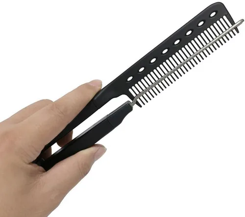 Miniatura 8 de FRCOLOR Juego de 2 cepillos para alisar el cabello, peine en forma de V, herramienta de hierro plano compacto para salón y cuidado del cabello