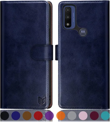 Miniatura 16 de SUANPOT Funda tipo cartera para Motorola Moto G Pure/Play 2023 con bloqueo RFID, tarjetero de poliuretano a prueba de golpes, funda de piel Marrón