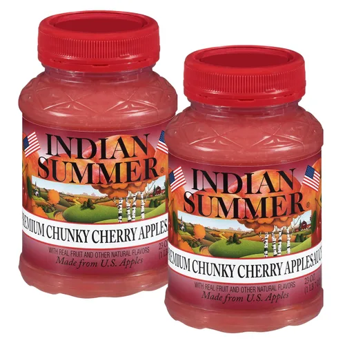 Indian Summer Puré de manzana grueso prémium hecho de manzanas estadounidenses y cultivadores estadounidenses (paquete de 2, 23 onzas) (cereza)