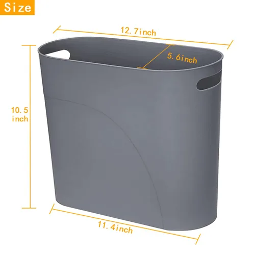 Miniatura 2 de Paquete de 2 cestas de basura delgadas de 3.2 galones/12 litros, contenedor de basura estrecho con asas, cubo de basura pequeño y estrecho para Gris