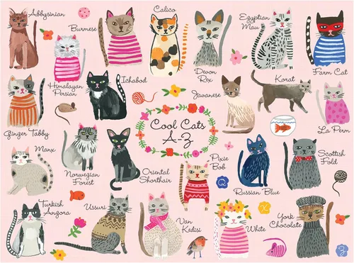 Miniatura 2 de Galison, Puzzle Cool Cats A-Z 1000 Pieza Gatos geniales