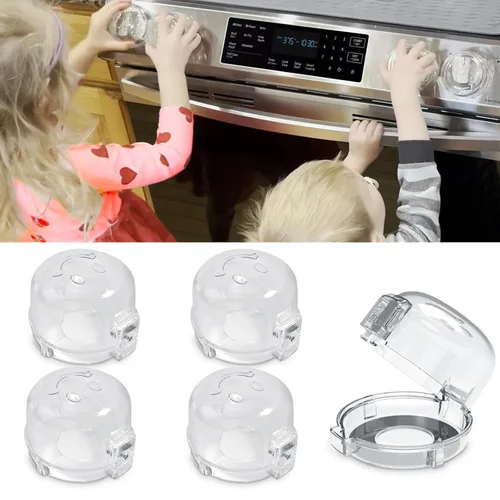 Miniatura 11 de Fundas de seguridad para pomos de estufa a prueba de niños, fundas para pomos de horno para seguridad infantil, 5 unidades, cubiertas negras