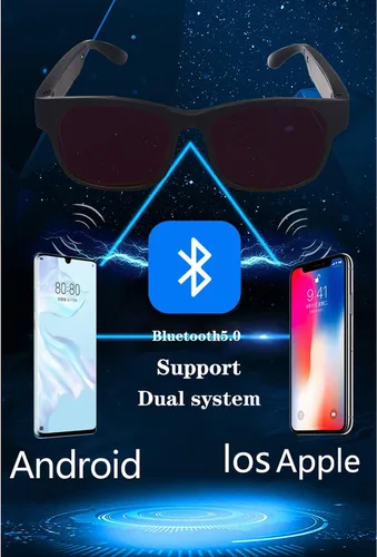 Miniatura 2 de IVY Lentes inteligentes, lentes de sol de audio inalámbricos Bluetooth con auriculares abiertos y llamadas manos libres, color negro glamour