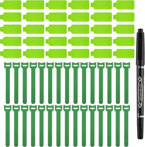 Miniatura 8 de Juego de 60 etiquetas de cable y lazos de sujeción reutilizables de gancho y bucle, 30 etiquetas de cable o alambre y 30 etiquetas para cables
