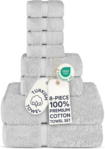 Miniatura 143 de Chakir Turkish Linens - Toallas turcas de 100% algodón, suaves y absorbentes (4 paños, color gris)
